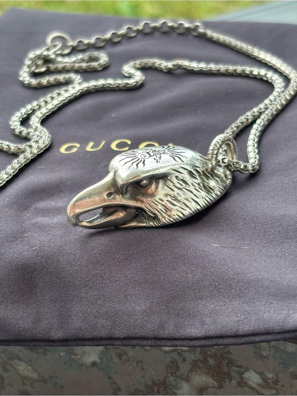 Gucci Anger Forest Eagle Head Pendant Necklace
